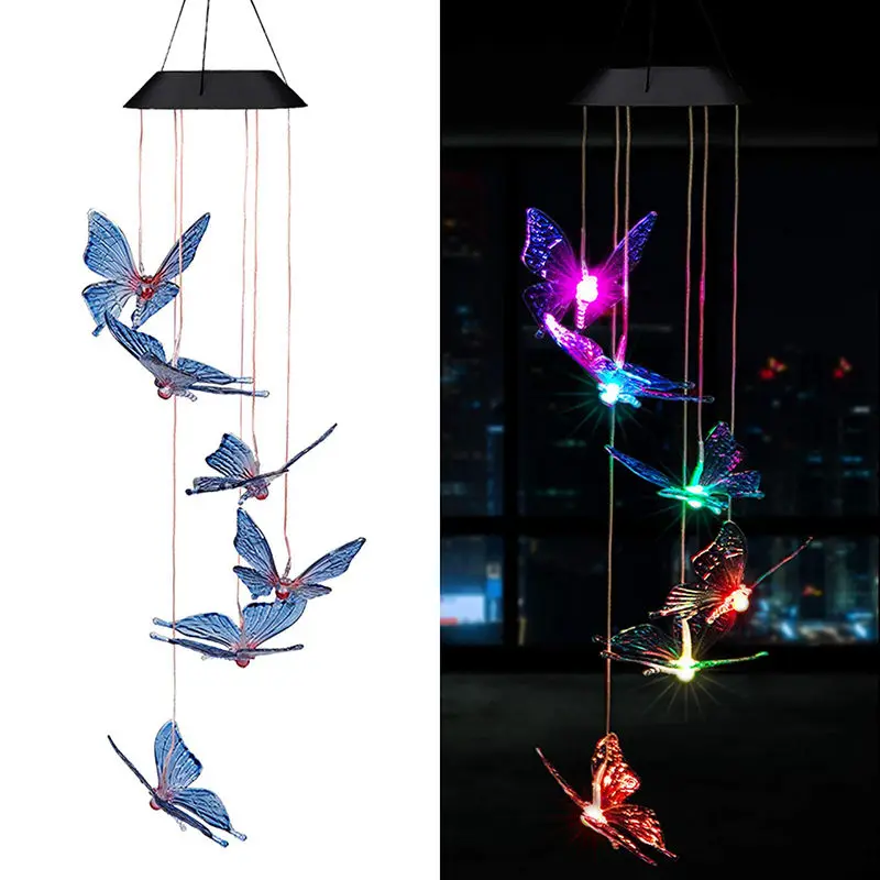 Color Change Solar Wind Chime Light Hanging Spinner Lamp Romantic Gift For Home Garden Yard Party Outdoor Solar Lamp Solar Light