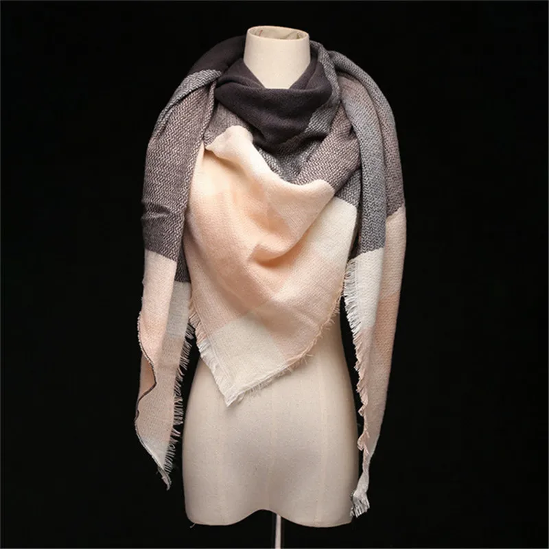 Bufanda triangular de Cachemira para mujer, chal de acrílico, manta a cuadros, Foulard de diseñador de moda de invierno, venta al por mayor, envío