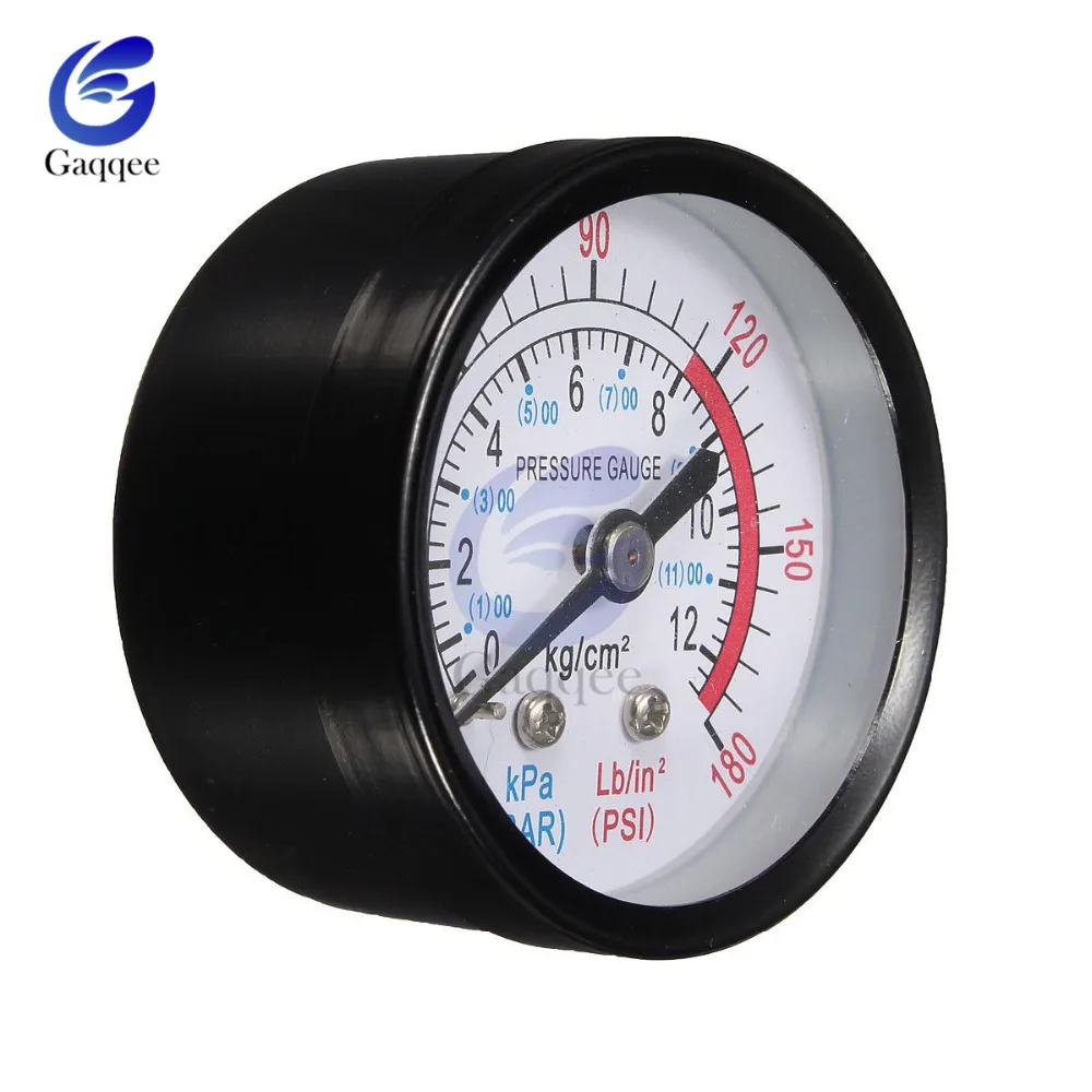 Bar Air Pressure Gauge 13mm 1/4 BSP Thread 0-180 PSI 0-12 Manometer Double Scale For Air Compressor Iron Diameter about 52mm