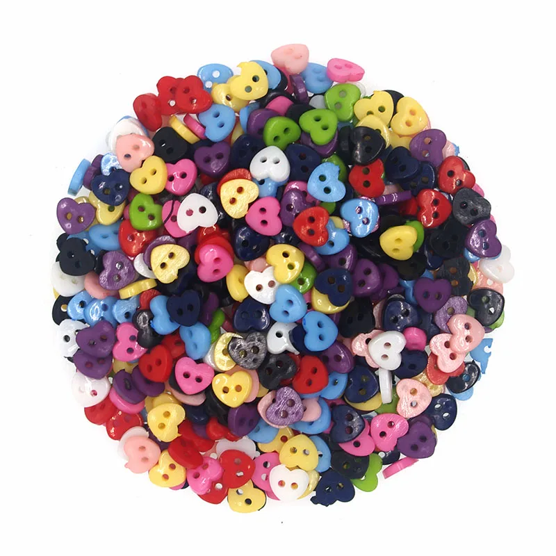 SHINE Brand 100PCs Resin Sewing Mini Button Scrapbooking Heart Mixed 2 Holes Costura Botones bottoni botoes JS8006 6mm