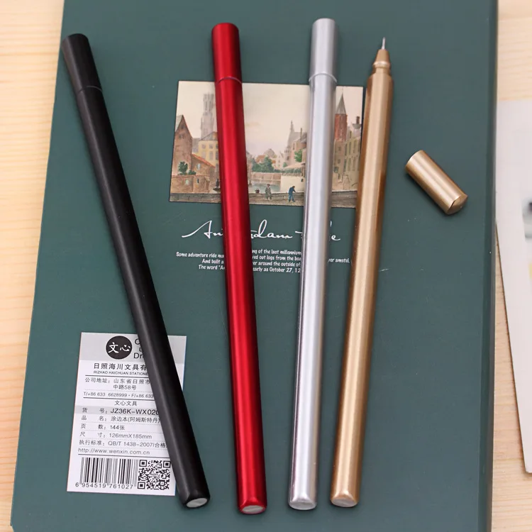 1 Pcs Metal-like Texture Feel Neutral Pen Creative Pen Student\'s Black Signature Pen Korean Stationery and Office Supplies