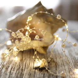 Battery/USB Operated Pearl LED copper wire String lights Pearlized Fairy Lights for Wedding Home Party Christmas Decorations