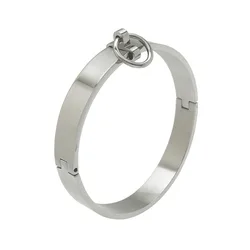 Stainless steel slave collar lockable choker necklace with removable O-ring women fashion jewelry