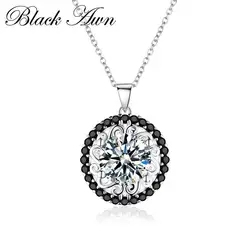 BLACK AWN Silver Necklace Silver Color Slide Necklace Women Jewelry Classic Round Necklaces&Pendants P113