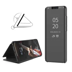 Clear View Smart Mirror Case For Samsung A16 A15 A35 A14 A34 A54 Flip Stand Leather Cover For Samsung S25 S24 Ultra Holder Cases