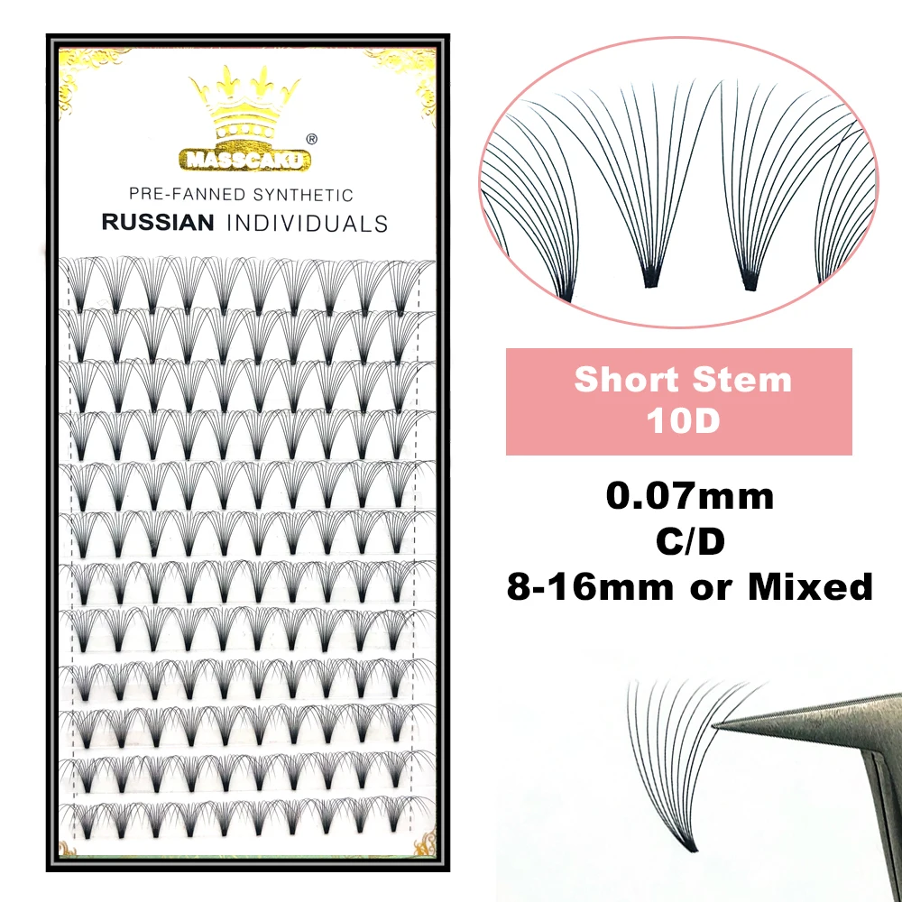 5 cases/lot High quality 3d/4d/5d/6d/10d Short Stem Eyelashes Pre Made Volume fans Premade Russian Volume Eyelash Extention