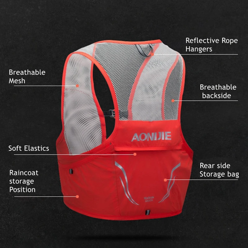 Aonijie 2.5L Backpack Running Vest Nylon Bag Cycling Marathon Portable Ultralight Hiking Lightweight With Waist Bag For Outdoor