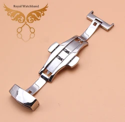 New Silver Deployment Butterfly Clasp WATCH Buckle Stainless Steel Leather Strap Band 16mm 18mm 20mm 22mm