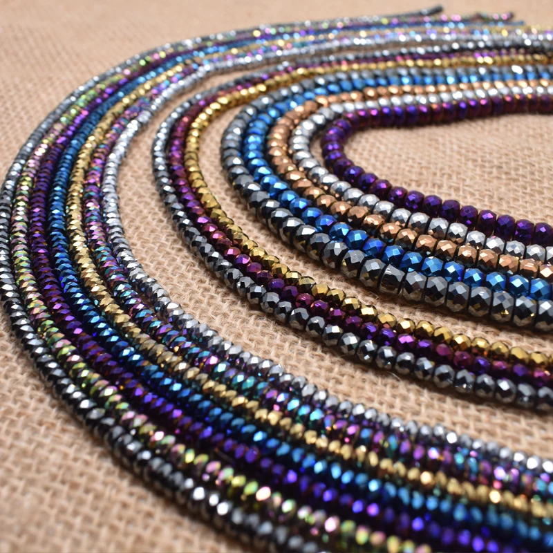 Natural Stone Beads Faceted Shape Round Hematite Beads 15inch 2/4/6mm Loose Spacer Round Beads For DIY Jewelry Making Bracelet