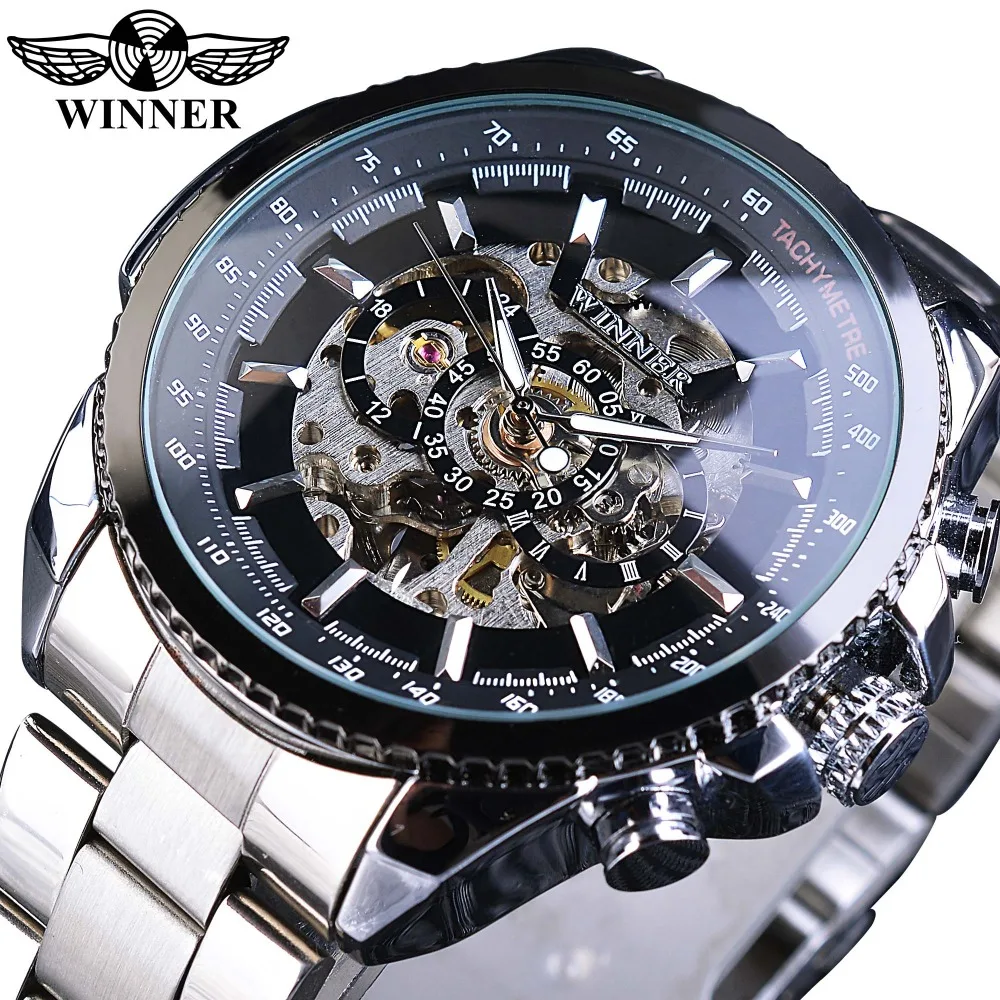 

Winner Sport Design Bezel Golden Watch Mens Watches Top Brand Luxury Montre Homme Clock Men Steampunk Automatic Skeleton Watch