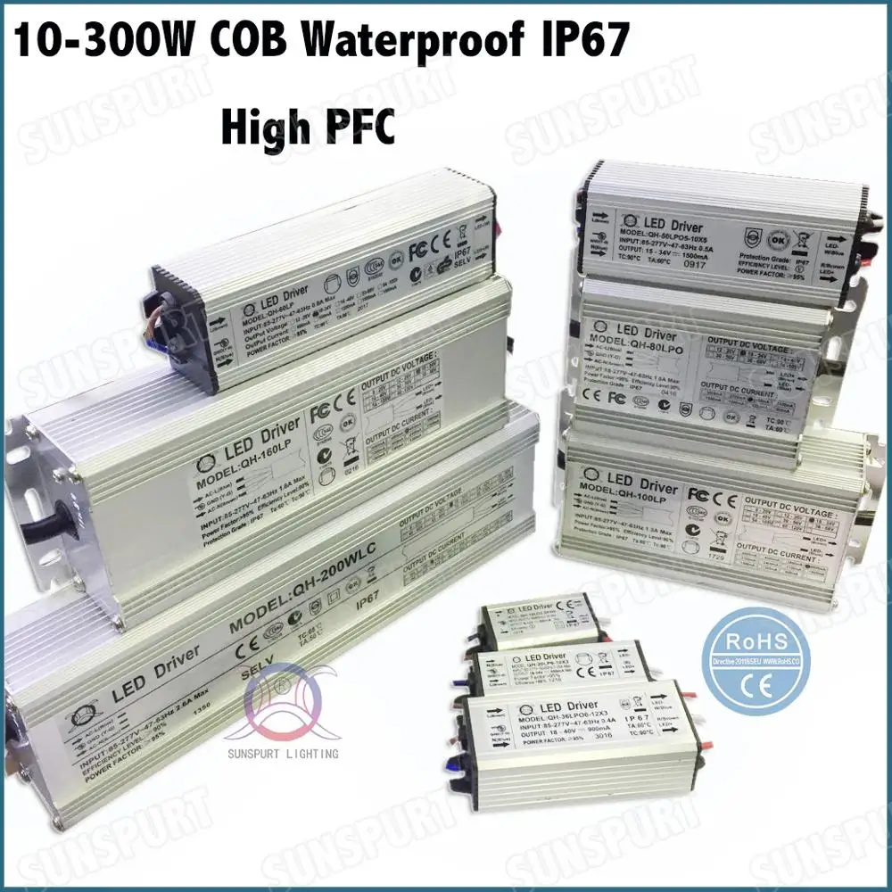 IP67 PF5-100W LED Driver 10W 2-3Cx3B 6-12 Series 20W 30W 40W 50W 60W 70W 80W 100W  0.6-3A DC5-40V Constant Current Free Shipping