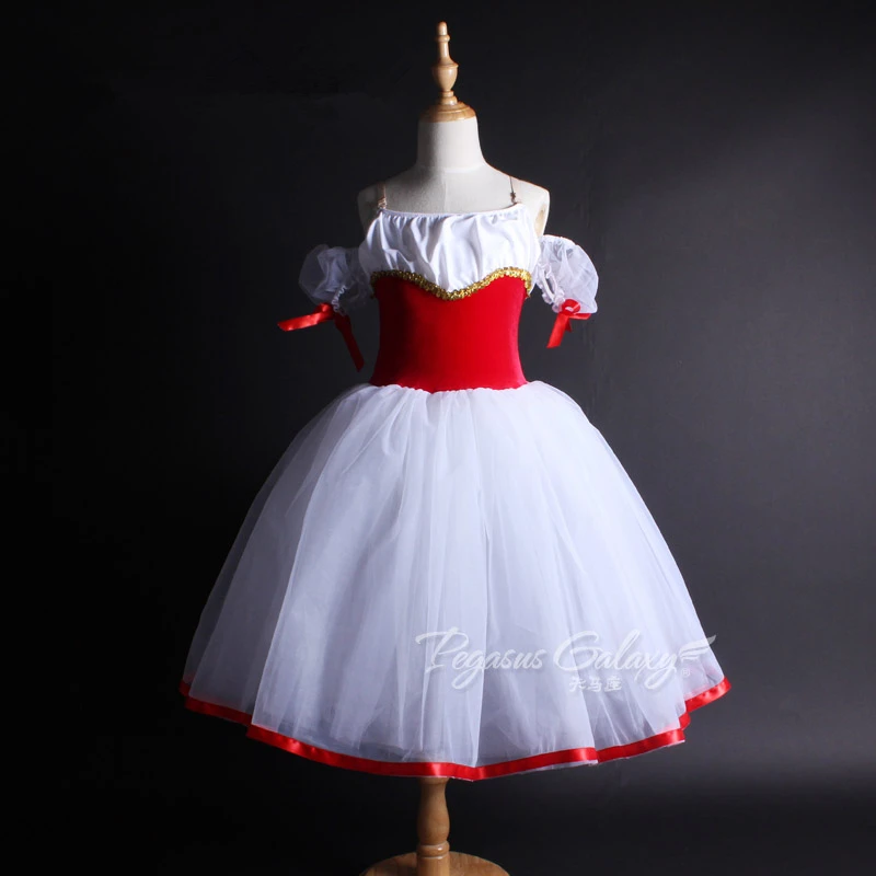 

New Arrivals Upscale Child White Long Dress for Stage Performance Costume,Professional Dancewear for Girls Ballet Competition