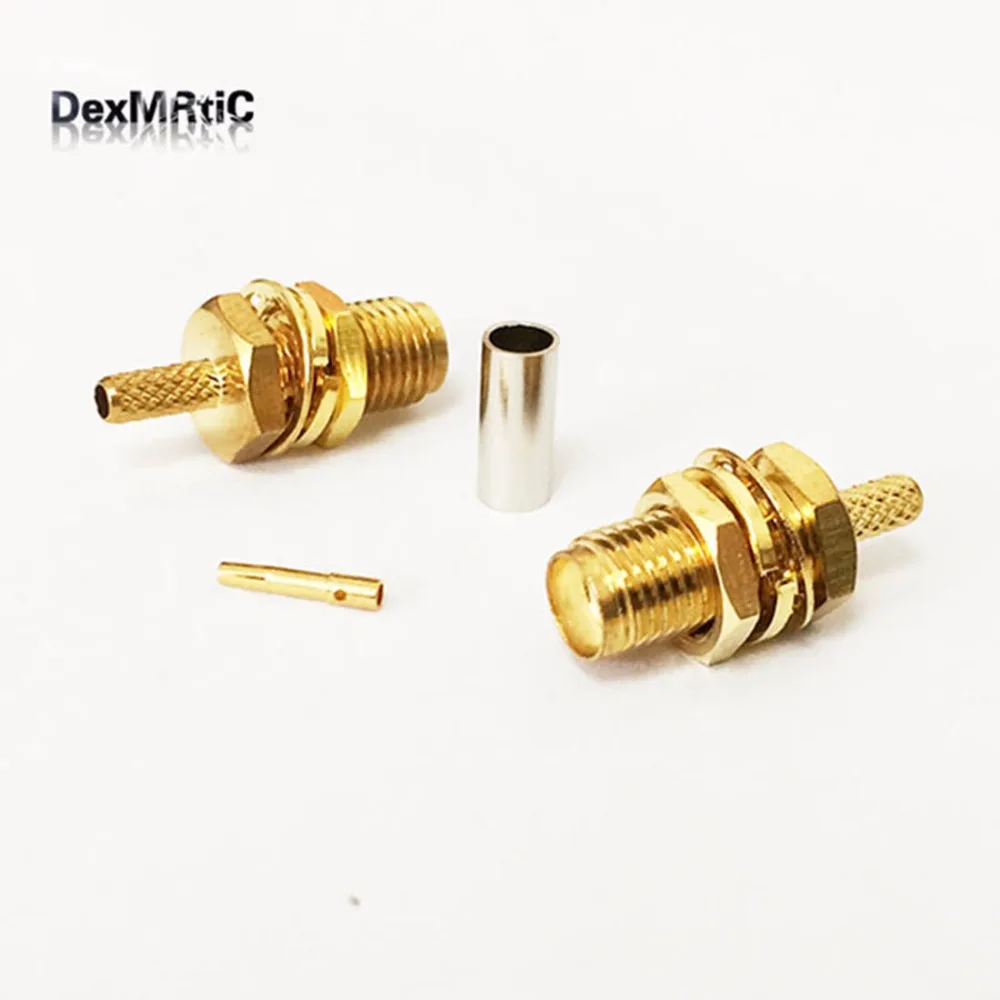 1pc  SMA Female Jack Nut Crimp for RG316 RG174 LMR100 Straight  Goldplated for WIFI Antenna