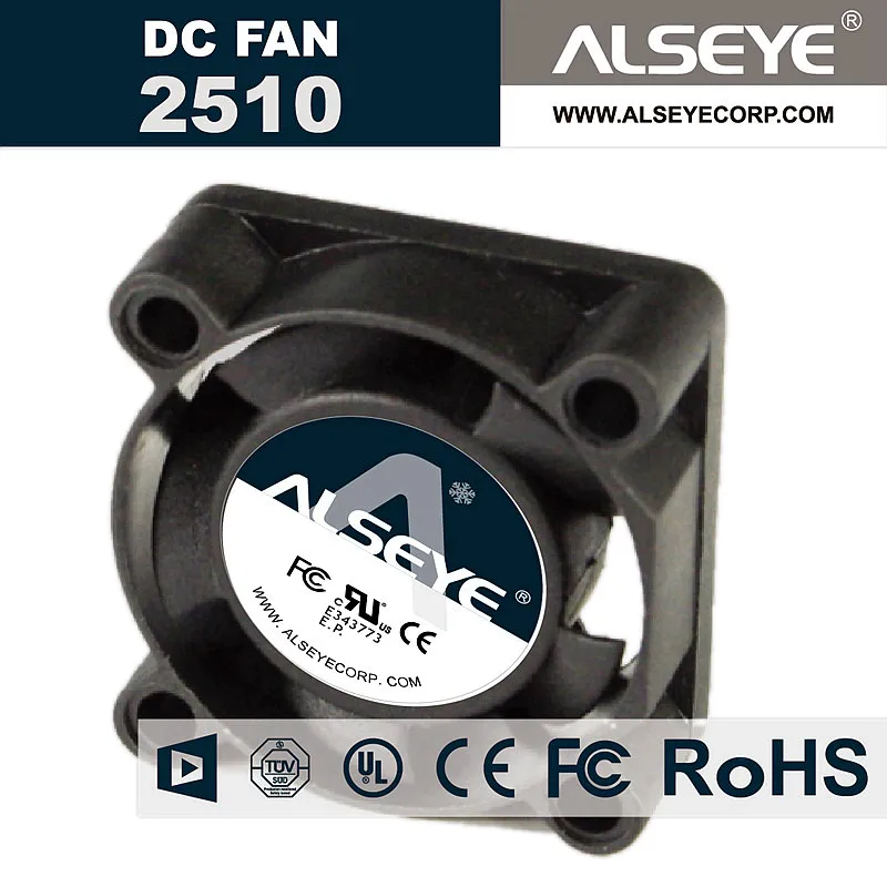 

ALSEYE 2510 DC 12v Cooling Fan 25mm Mini Cooler 0.25A 10000RPM Fan 25x25x10mm 2pin Fans