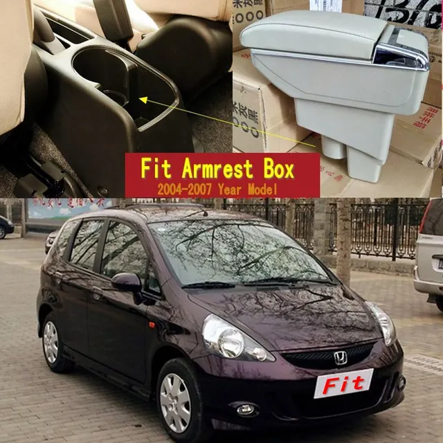 Podnóżek obrotowy dla Honda Fit Jazz 2002-2008 Hatchback centrum pudełko do przechowywania na deskę rozdzielczą podłokietnik 2003 2004 2005 2006 2007