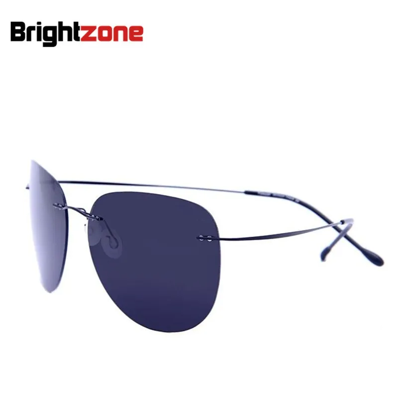 2023 New Classic Ultralight Rimless Rim Large Pilot Sun Glasses Flexible Unisex 100% Pure Titanium Polarized Fishing Sunglasses