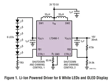 LT3466EDD LT3466EDD-1 LT3466 - Driver LED branco e conversor de impulso em 3 mm x 3 mm 12 pacotes