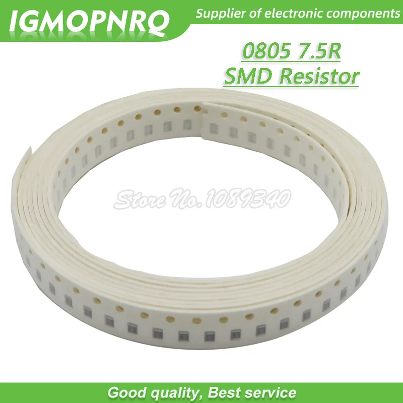 300pcs 0805 SMD Resistor 7.5 ohm Chip Resistor 1/8W 7.5R 7R5 ohms 0805-7.5R