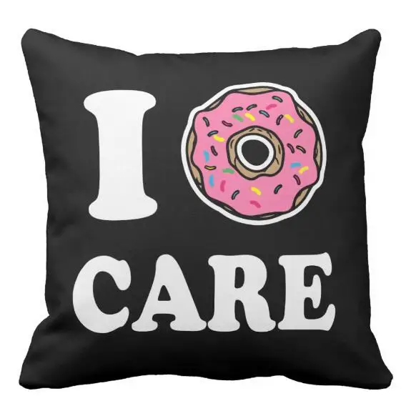 Funny I Donut Care Cushion Cover Novelty Donut Decorative Throw Pillow Case Humor Joke Black White Food Room Home Decor Gift 18