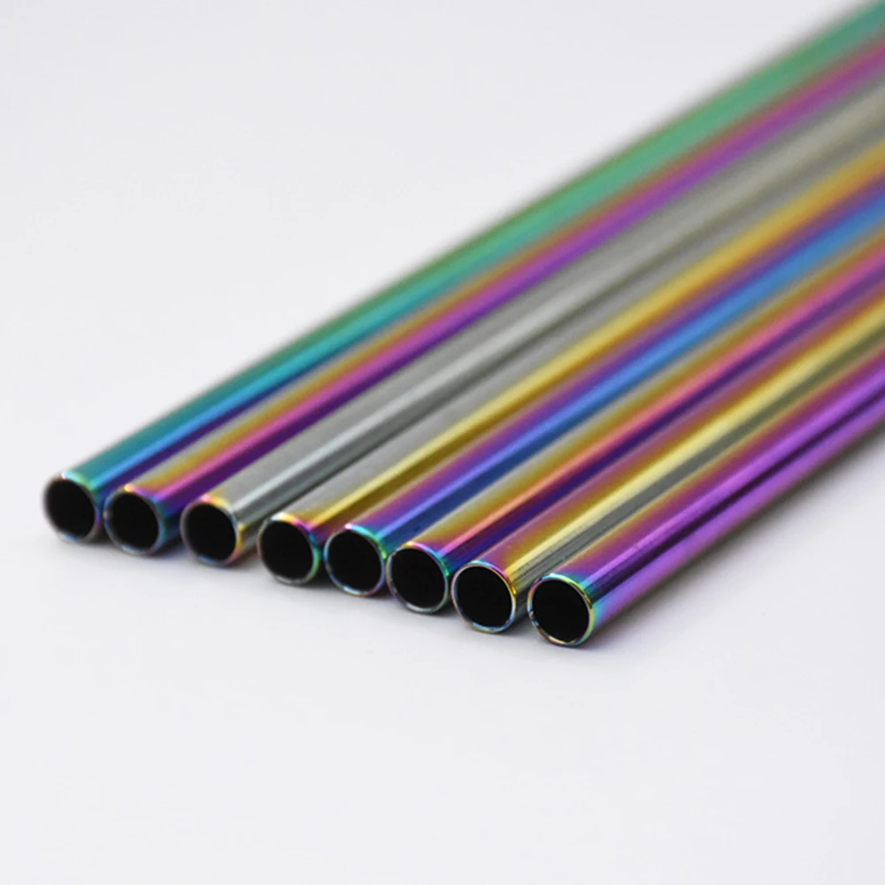 WOWSHINE rainbow Colorful Resuable Stainless Steel 304 Drinking Straws 50pcs/lot Length 215mm Diameter 6MM FDA dishwasher safe