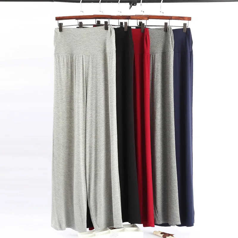 2023 spring summer new plus size modal wide leg pants casual female 100kg loose high waist home pants sleep bottoms pants soft