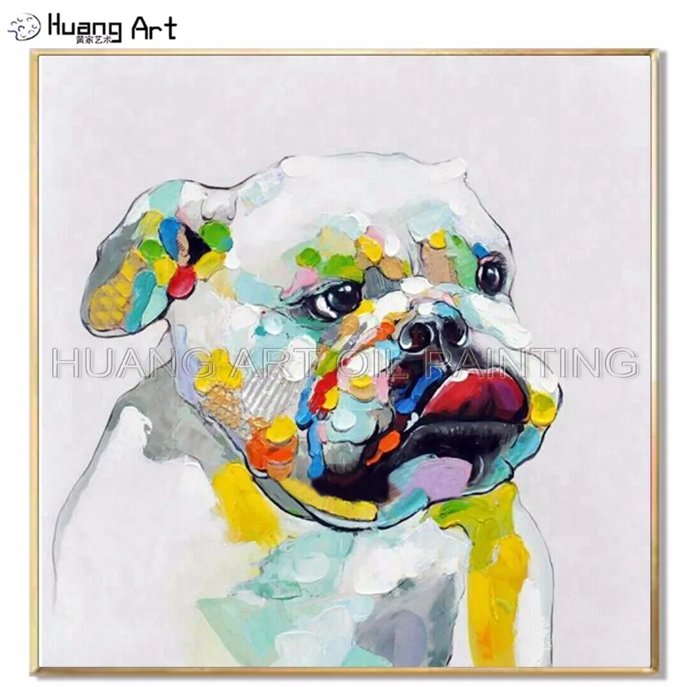 

Hand Painted Wall Art Painting Modern Abstract Bulldog Pictures On Canvas Sheep Animals Oil Painting For Room Wall Decoration