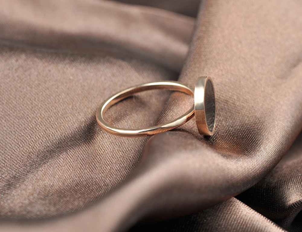 JeeMango Vintage Wedding Ring for Women Minimalist Rose Gold Color Round Acrylic Stone 316L Stainless Steel Rings Jewlery R17041