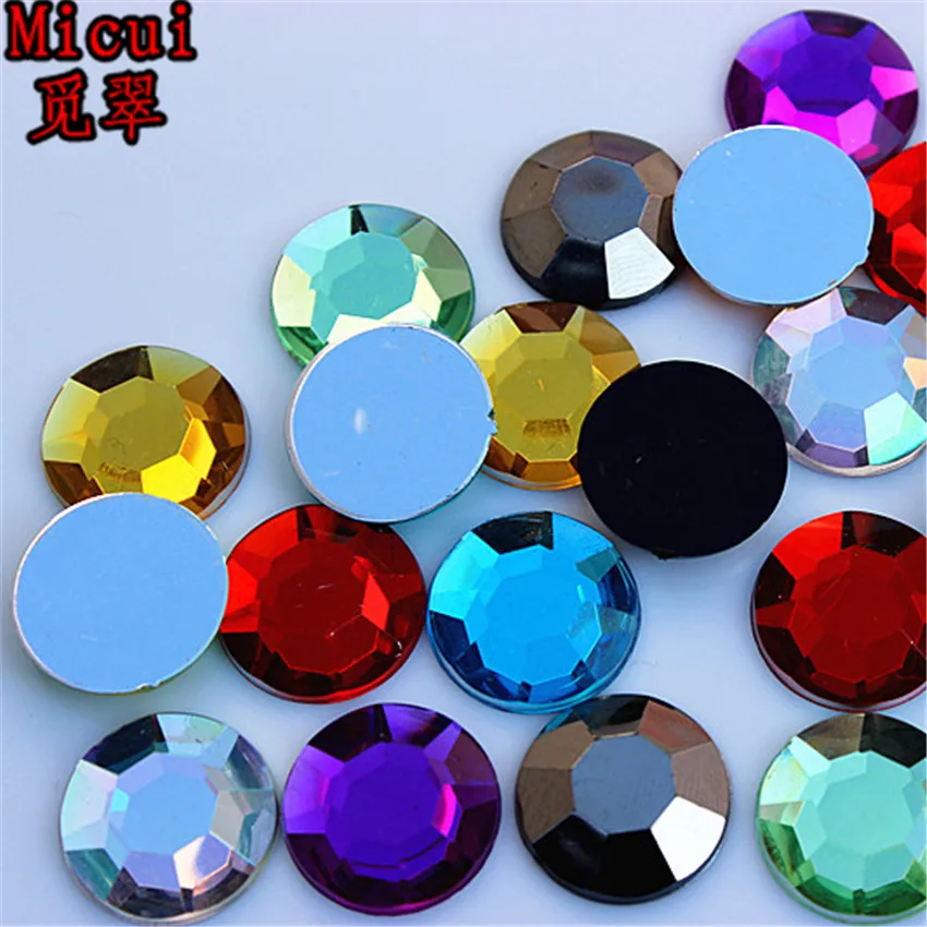 Micui 100pcs 16mm Round Mix Color Acrylic Rhinestones Wedding Garment Shoes Bags Accessories DIY Crafts ZZ138