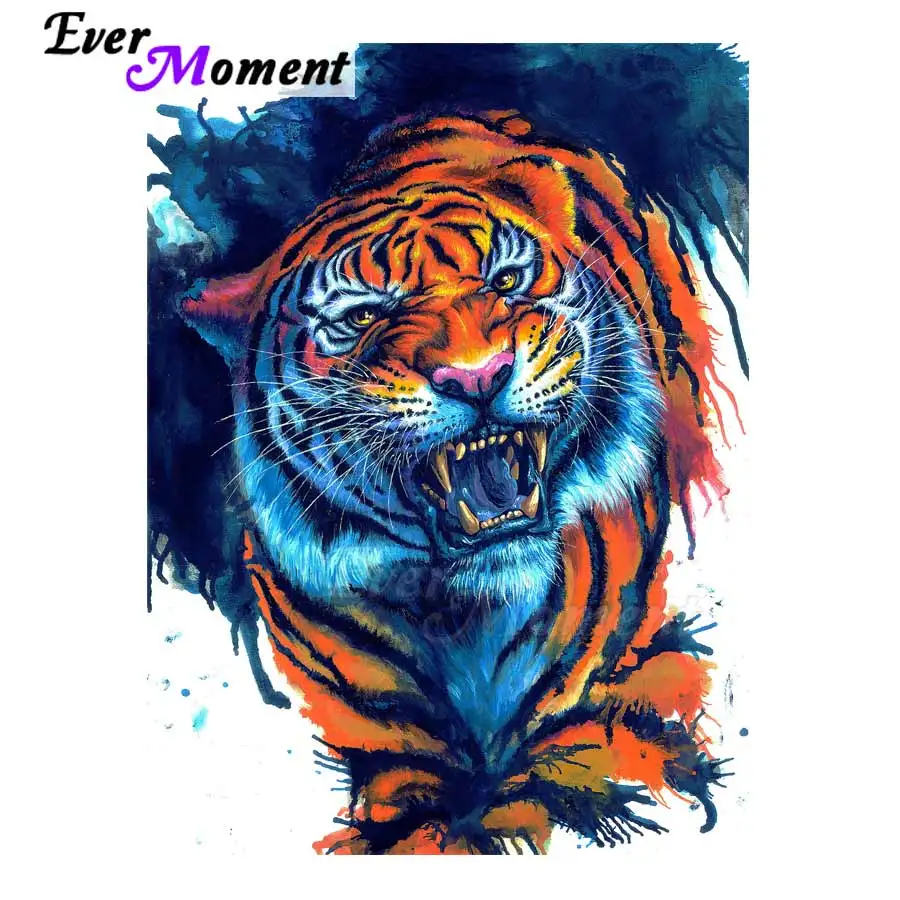 

Ever Moment Diamond Painting Cross Stitch Picture Of Rhinestone Tiger Mosaic Full Square Drill Diamond Embroidery Decor ASF1419