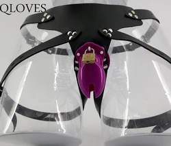 Purple plastic CB6000S small cock cage belt male wearing strap on penis lock chastity device strapon adult men sex product