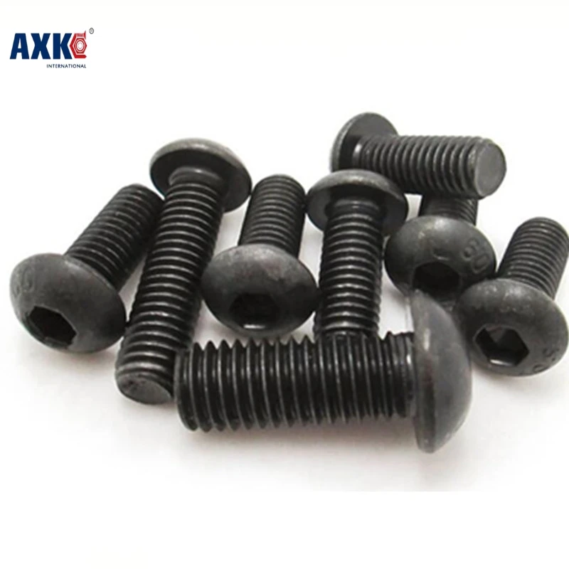 Tornillos Para Madera Vis 2023 Axk 50pcs/lot M4*6/8/10/12/16/20/25/30/35/40/45/50 Grade 10.9 Button Head Hex Socket Cap Screws