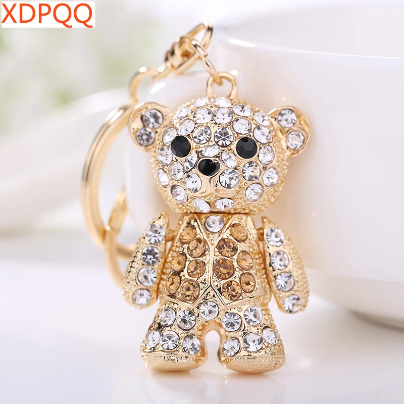 Personalized women\'s Bag Accessories Stereometal  Rhinestone cartoon Bear keychain Holiday gift car pend
