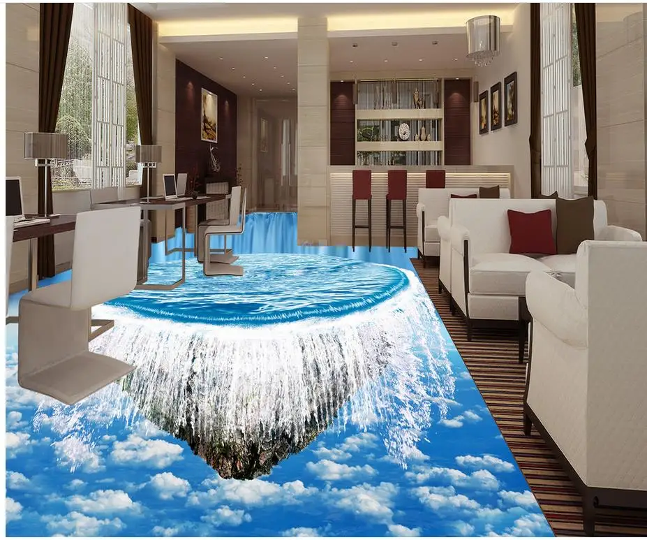 

Modern Custom 3D floor mural Sky water painting Mural-3d PVC Wallpaper Self-adhesive Floor Wallpaper-3d