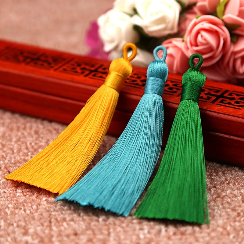 5pcs/lot 23 Colors 8cm Mixed Cotton Silk Tassel Brush for Earrings Charm Pendant Satin Tassels for Diy Jewelry Making Materials