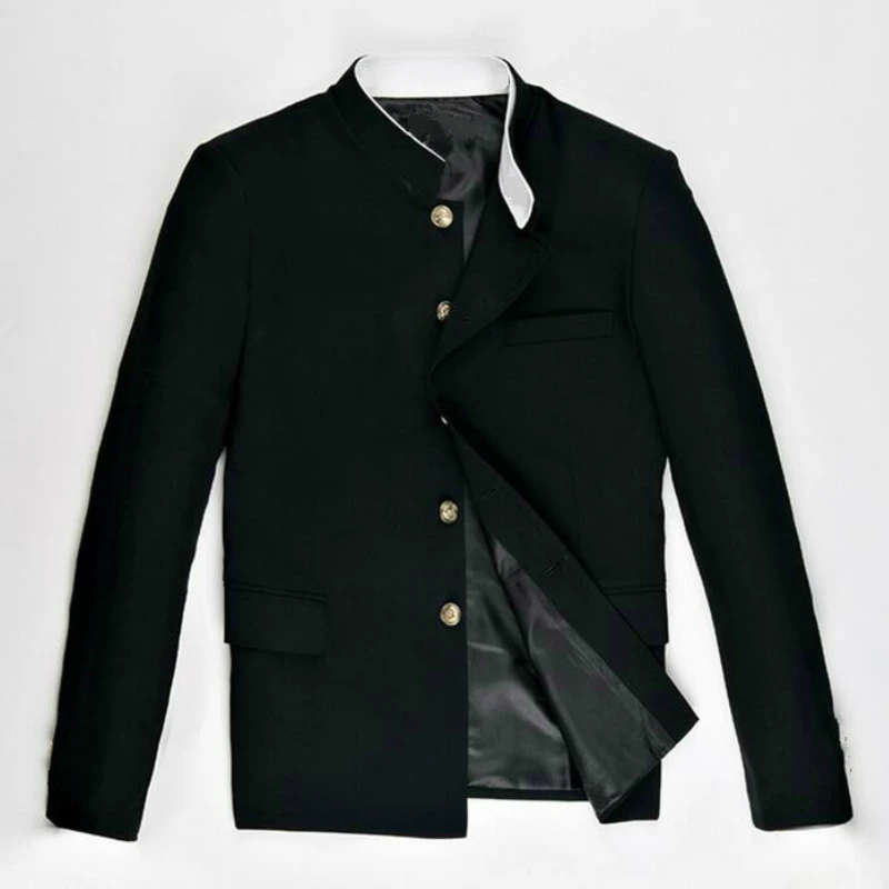 Slim Fit Double Collar Suit Jacket Japanese Style Traditional Tunic Coat School Uniform