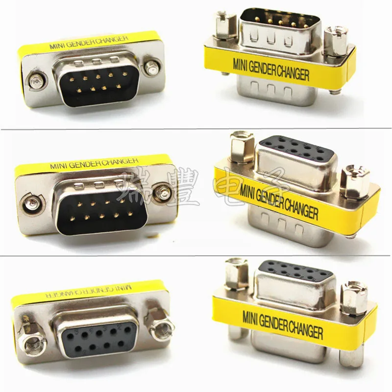 

DB9 9Pin/ Female To Female/ Female to Male/ Male to Male/ Mini Gender Changer Adapter RS232 Serial Connector