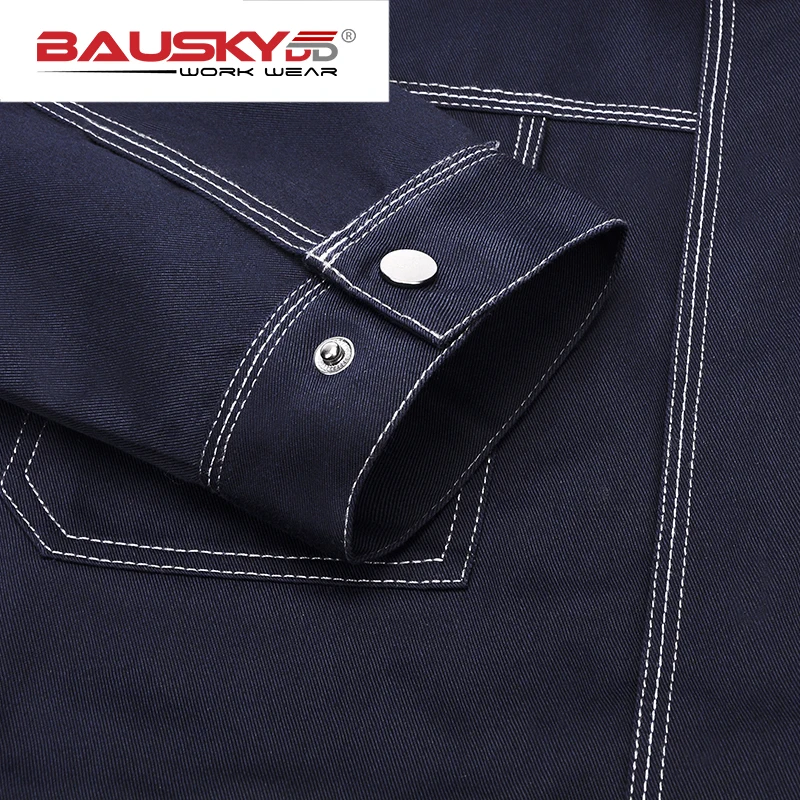 Bauskydd High quality durable Mens multi pocket dark blue work  jacket workwear mechanic construction Jacket men