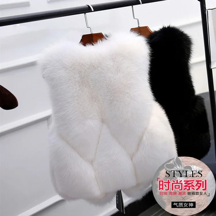 

2017 Coat Women Faux Fox Fur Vest Brand Shitsuke Fuorrure Femme Fur Vests Fashion Luxury Peel Women's Jacket Gilet Veste