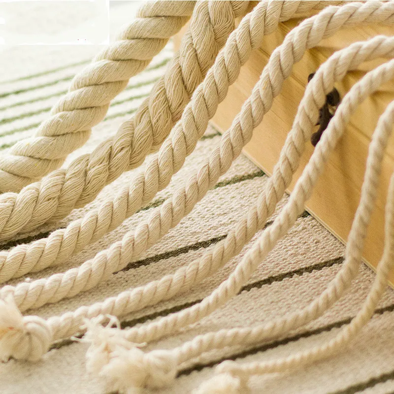 Three strands of cotton rope hand DIY rope thick rice white braided rope decorative