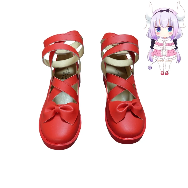 Nieuwe Anime Miss Kobayashi 'S Dragon Maid Kanna Kamui Cosplay Schoenen Meisjes Rode Lolita Schoenen Halloween Cosplay Schoenen Maat 35-43