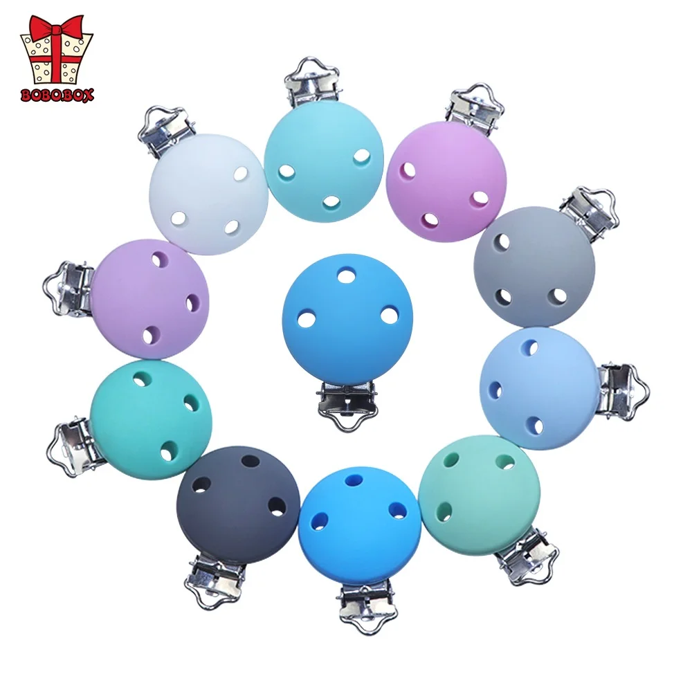 Bobo. Doos 1Pcs Siliconen Fopspeen Ketting Klem Houder Ronde Vormige Silicone Baby Bijtring Diy Leuke Zuigeling Clip Bijlagen Clip Kralen