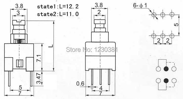 30Pcs/lot 7x7mm self locking Button SMD Micro Push Button Tactile Tact Electronic mini Switch einrastend Taster schalter