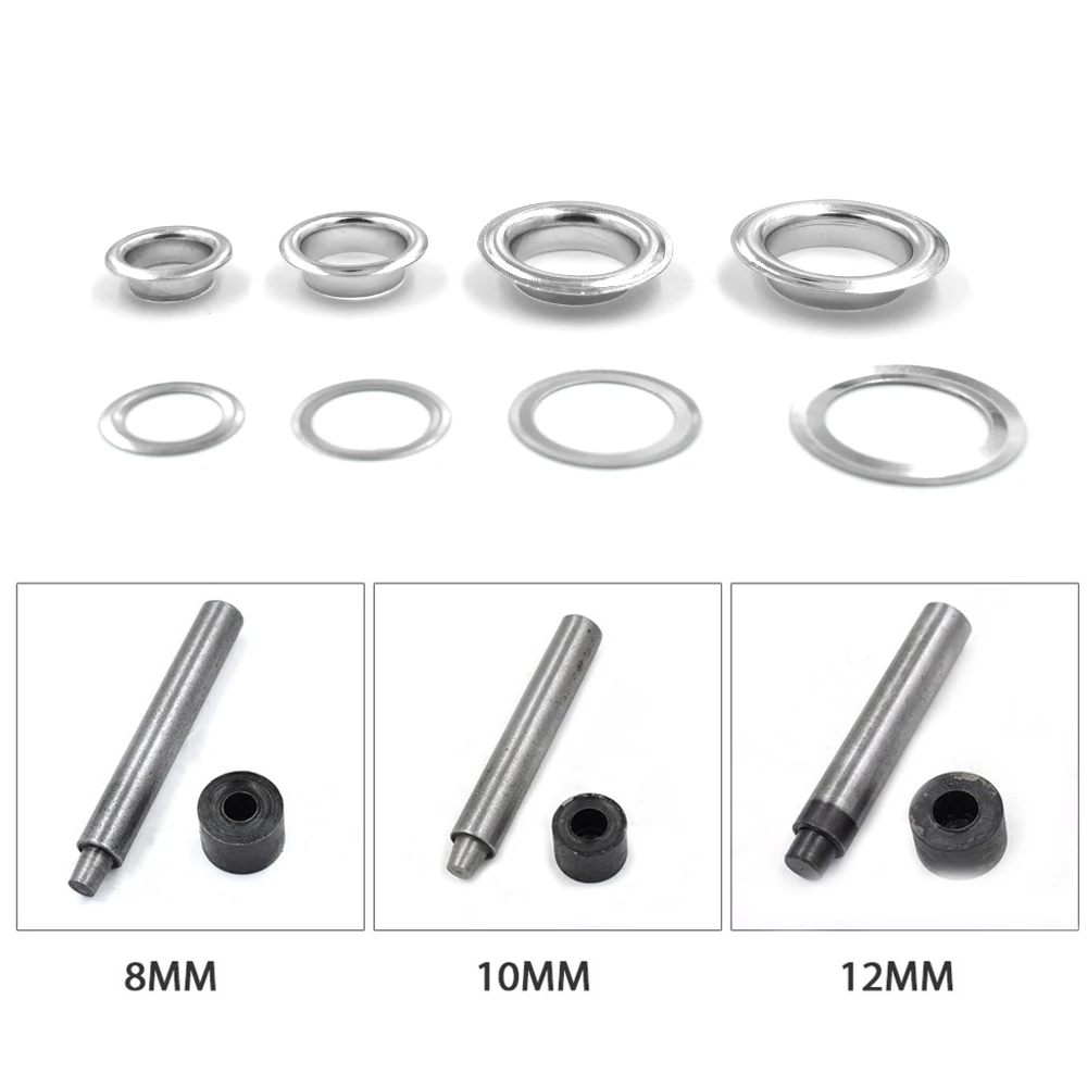 (100 pieces/lot) 8mm/10mm/12mm/14mm eyelets. Gas buttons. Metal pores.  Shoebox pores. Wearing rope hole. Hand knocking tools