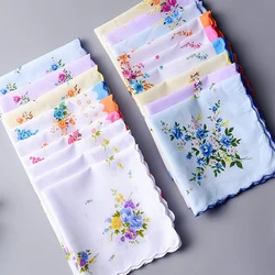 5Pcs Vintage Cotton Women Hankies Embroidered Butterfly Flower Hanky Floral Assorted Cloth Ladies Handkerchief Fabrics Random