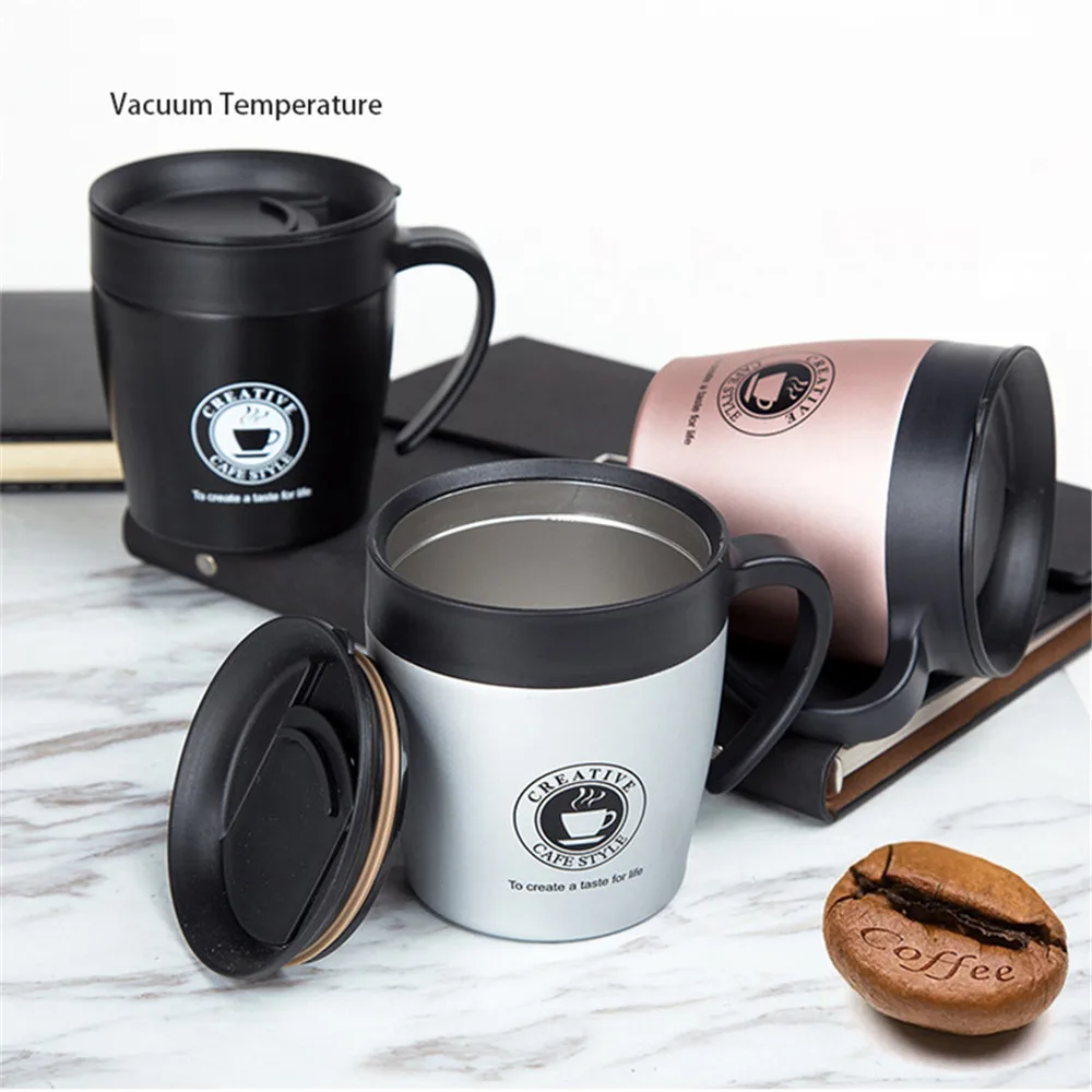 Handle Coffee Mug Stainless Steel Thermos Cups Insulated Cups Water Bottle Adult Bussiness Men Lovers Portable Thermal Cup 330ML