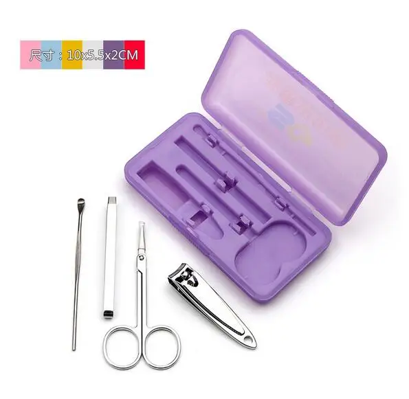 Kit de ferramentas para manicure e pedicure, conjunto de 4 peças, para corte de unhas, tesoura, viagem