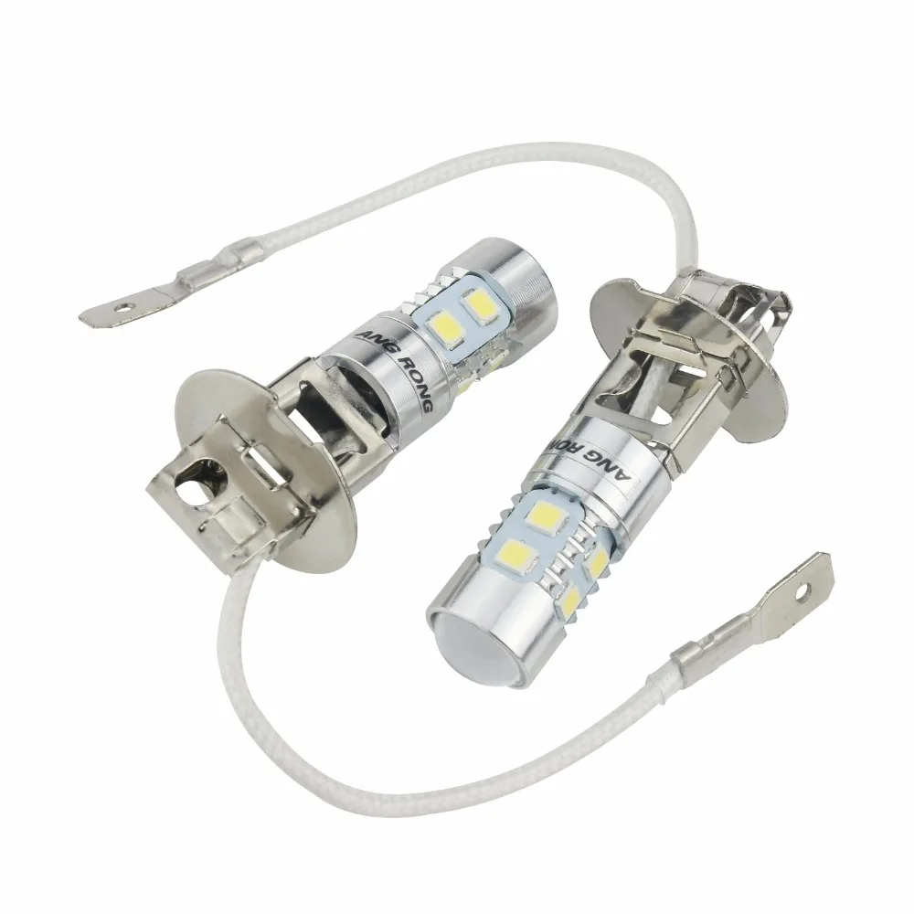 ANGRONG 2 uds 6000K H3 453 10 SMD 2835 LED luz antiniebla lámpara de circulación diurna DRL proyector (CA305)