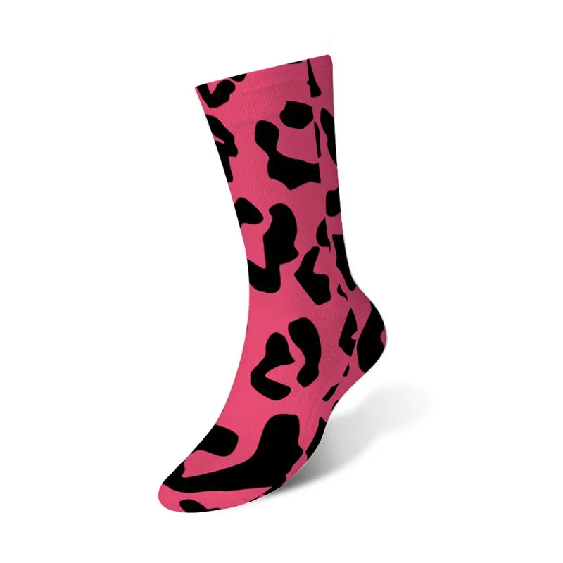 Chaussettes en coton léopard pour femmes et hommes, chaussettes fantaisie, haut, décontracté, drôle, Harajuku, heureux, dessin animé, imprimé en 3D, salle, sexy