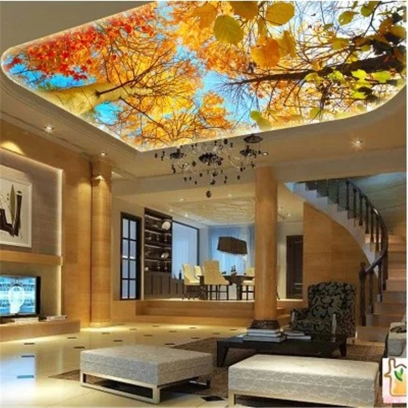 beibehang photo wallpaper Custom mural Autumn leaves nature landscape sun background wallpaper ceiling 3d mural wallpaper