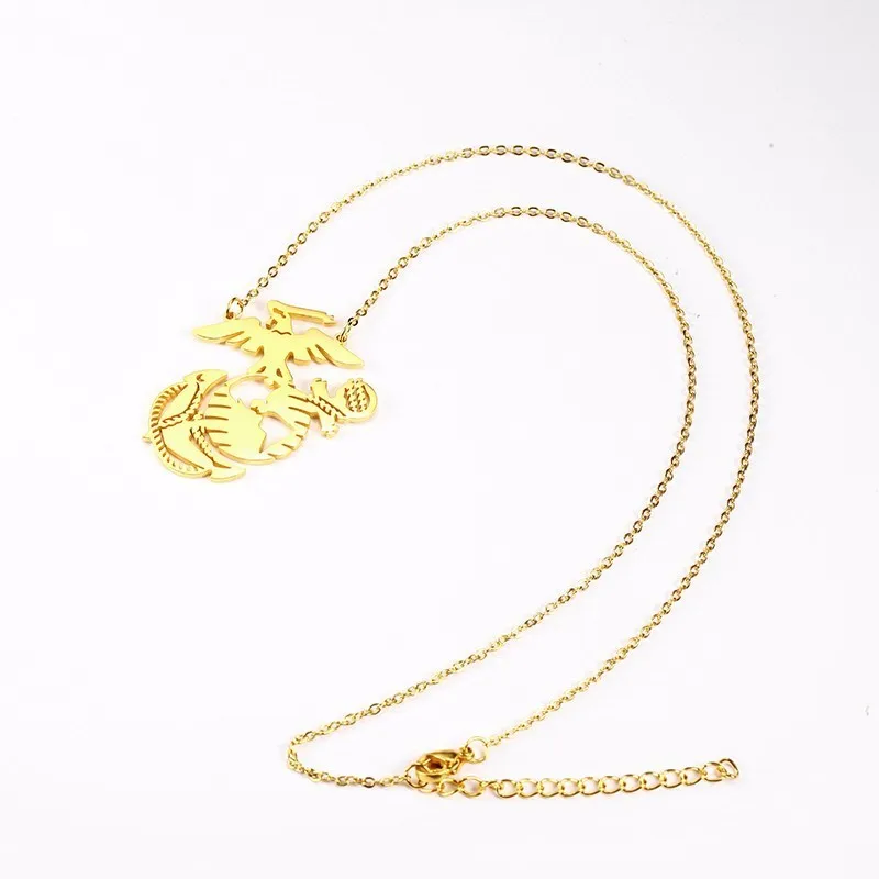 Stainless Steel Golden America Marine Corps Military Necklace Simple Hollow USMC Military Jewellery Necklaces